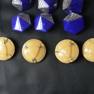 Lot (13) Art Deco vintage buttons Blue Yellow Tan